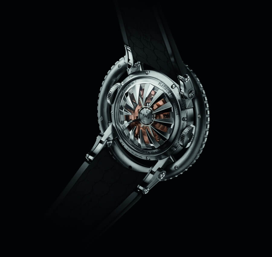 MB&F Horological Machine No.7 Aquapod Titanium Green Case Back