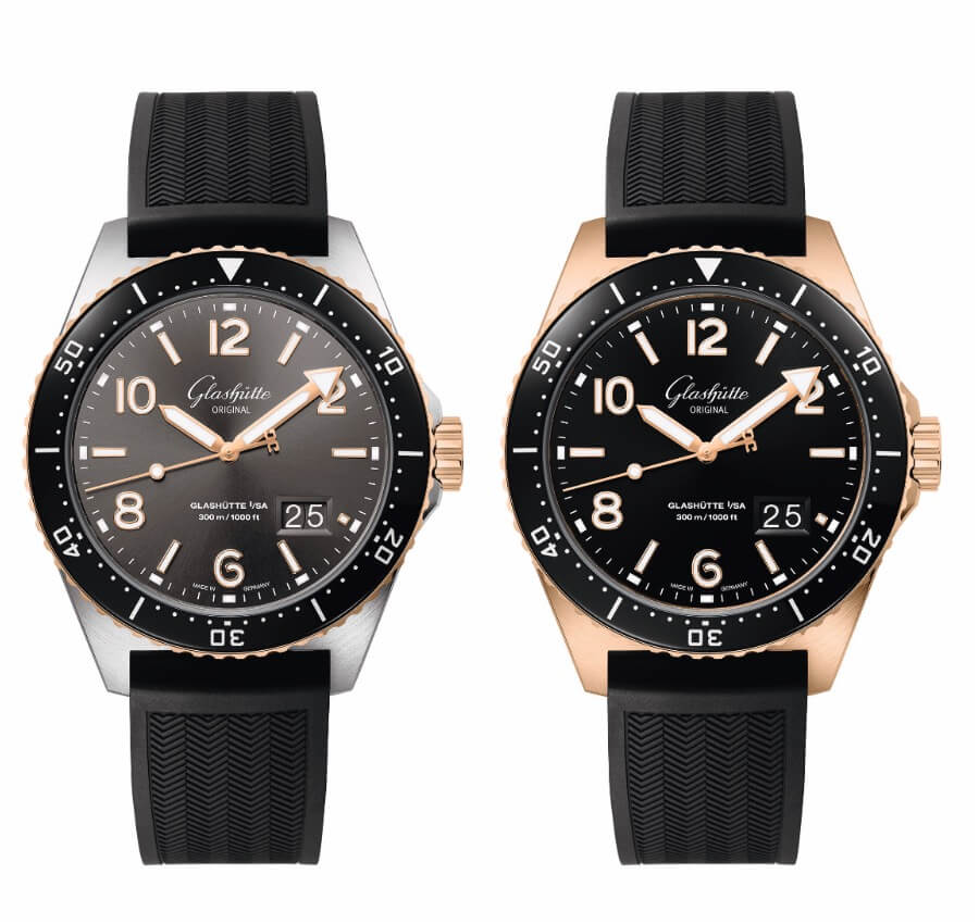 Glashütte Original SeaQ Panorama Date Bicolor and SeaQ Panorama Date Red Gold
