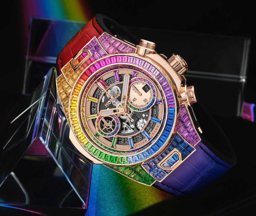 Hublot Big Bang Unico Full Baguette King Gold Rainbow Ref. 411.OX.9099.LR.9999